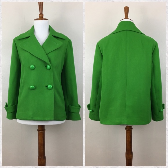 Talbots Jackets & Blazers - Talbots Green Double Button Short Cotton Pea Coat